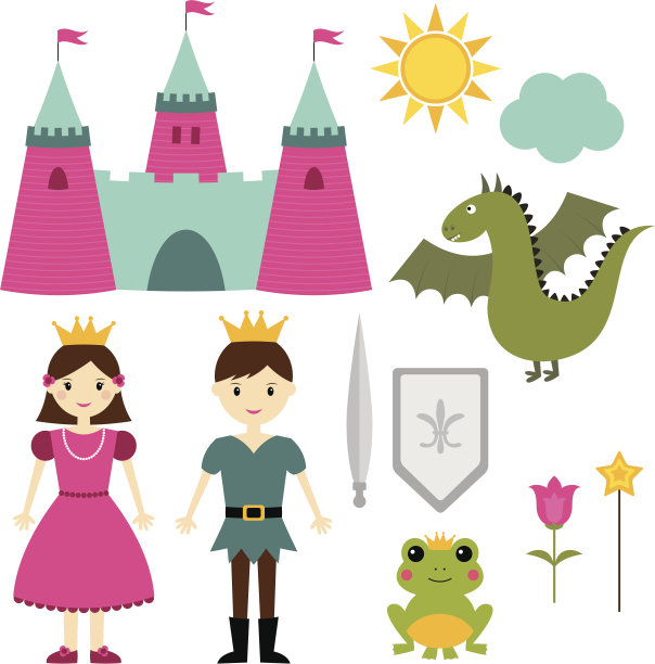 公主和王子向量集图片下载