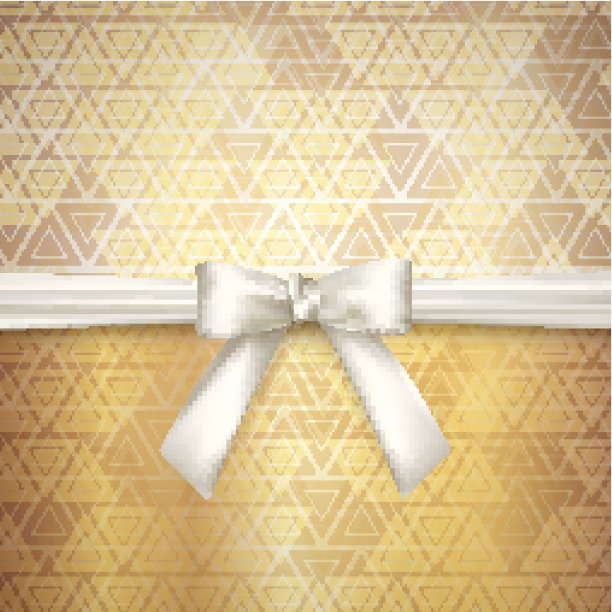 金色背景与白色蝴蝶结图片下载