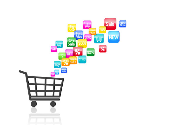 购物车图标与彩色的应用程序图标图片下载