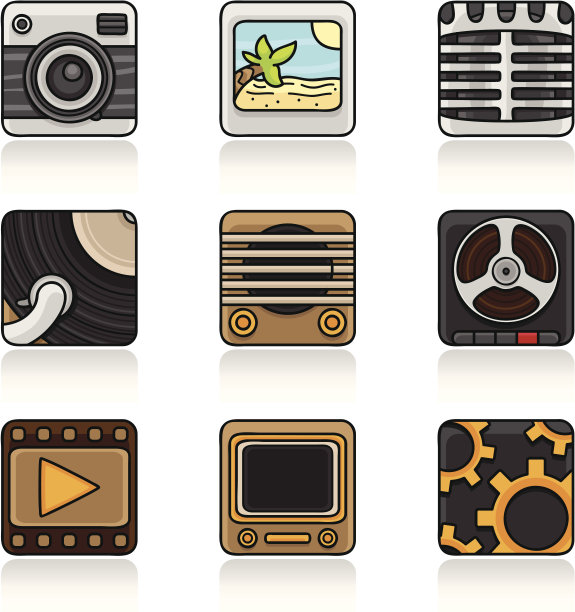 复古的媒体图标图片下载