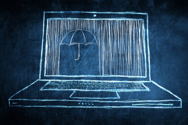 概述上网本电脑屏幕概念与伞保护符号图片下载