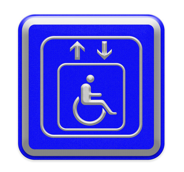 白色背景的电梯标志。系列的一部分。图片下载