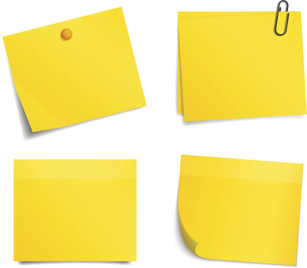一套白色背景的黄色通知贴纸图片下载