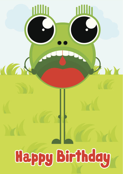 可爱的卡通小青蛙生日卡片。图片下载