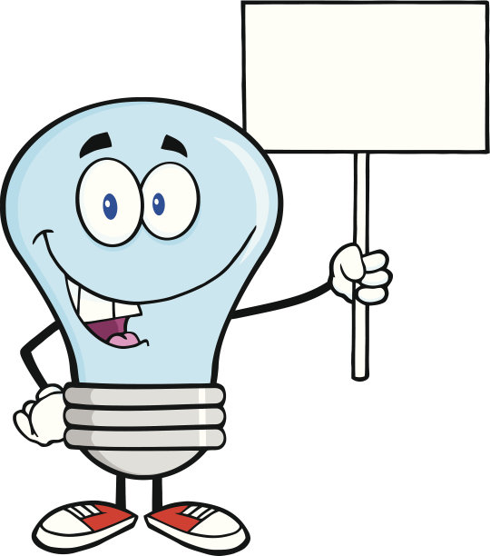 蓝色灯泡举着一个空白的标志图片下载