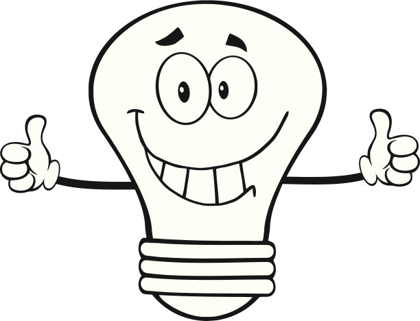 黑白微笑灯泡给双拇指图片下载