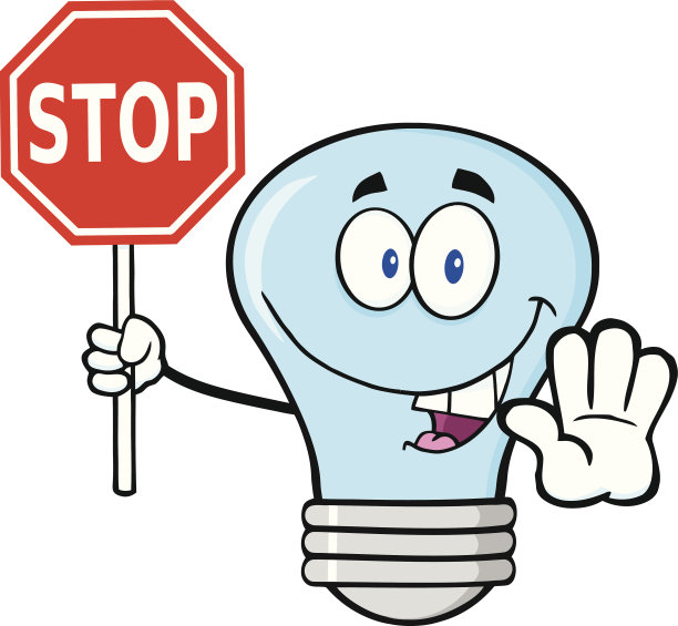 蓝色灯泡举着停车标志图片下载