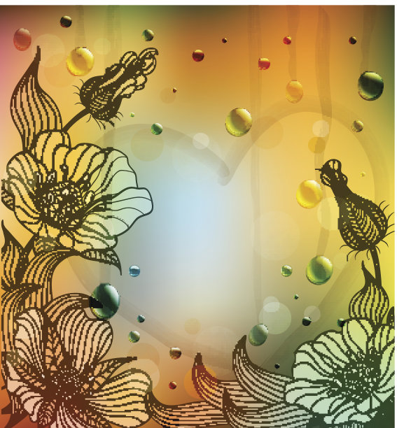 矢量情人节的背景与鲜花和心图片下载