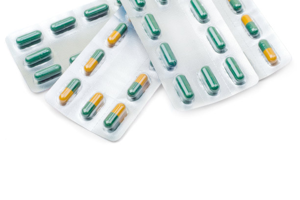 一套药丸孤立在白色图片下载