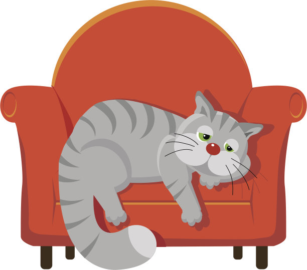 灰虎斑猫躺在椅子上图片下载