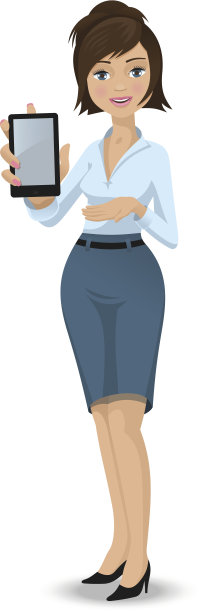 有触摸板的女商人图片下载