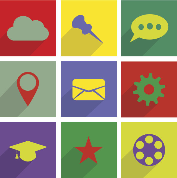 抽象彩色长阴影图标图片下载