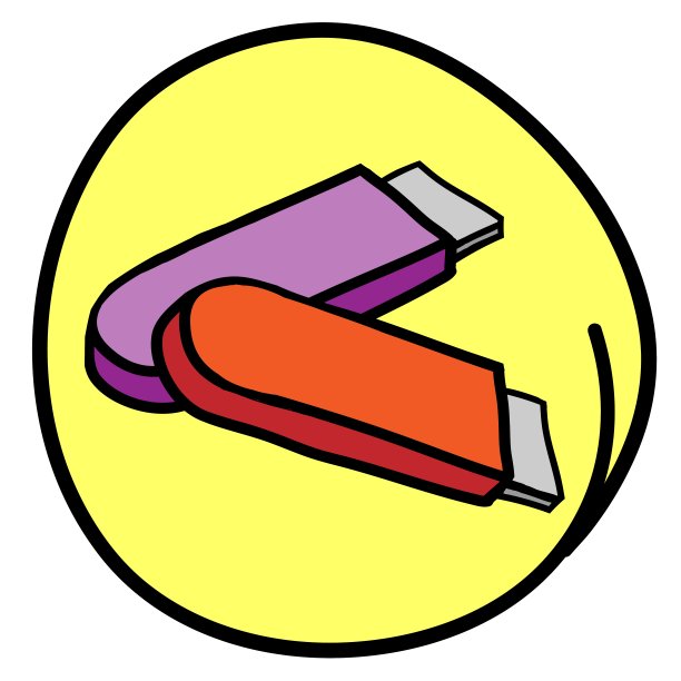 USB闪存在圆形黄色背景图片下载