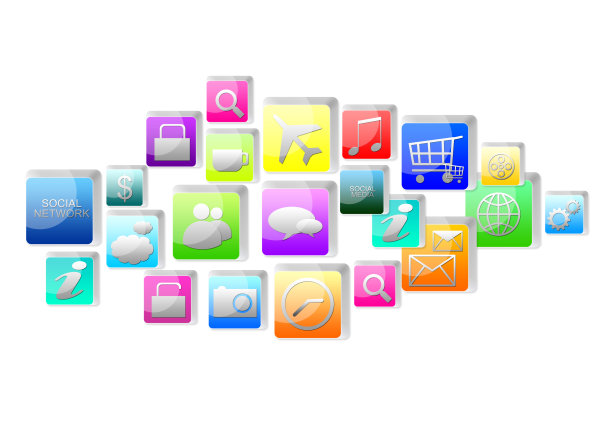 彩色的互联网图标与分类设计图片下载