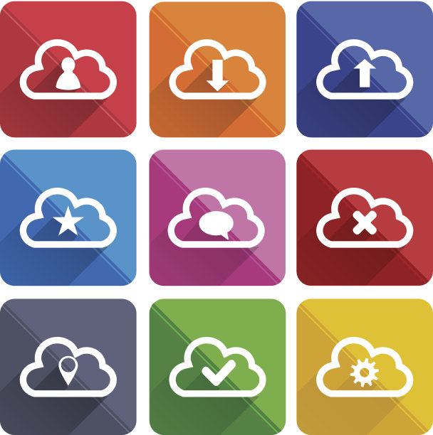 一组抽象的平面云图标图片下载