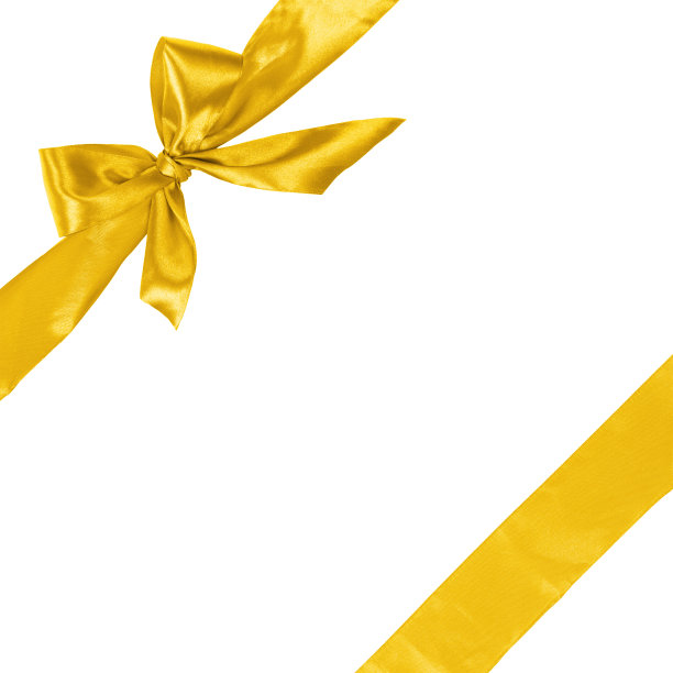 黄色丝带配蝴蝶结，方形构成图片下载