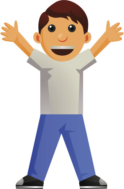 小男孩卡通站着，双臂张开图片下载