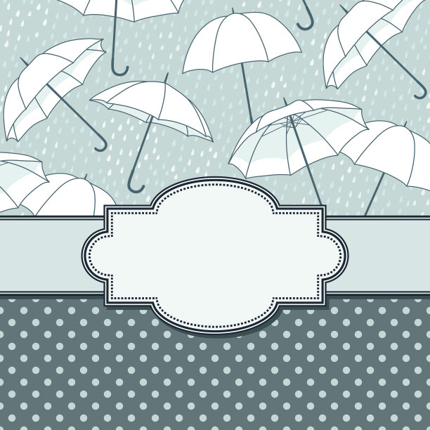 矢量复古框架与雨伞和文本的地方图片下载