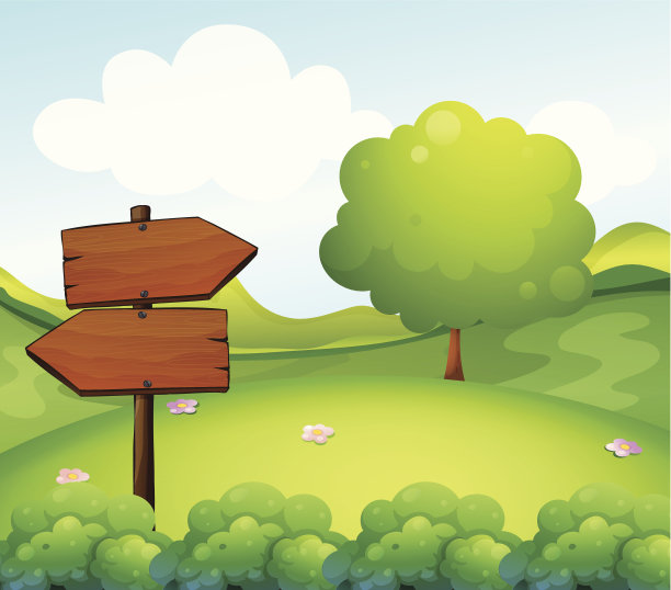 山上的木制箭头板图片下载