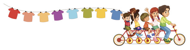 自行车和孩子和挂着的衣服图片下载