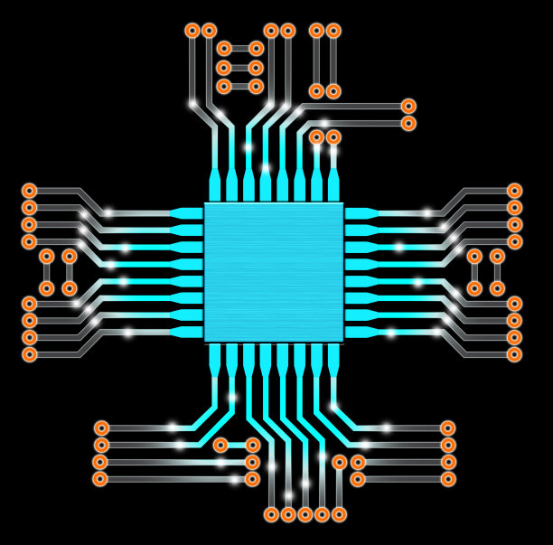 黑色隔离的电子电路板图片下载