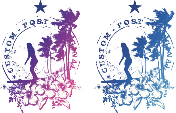 冲浪邮票与美女冲浪图片下载