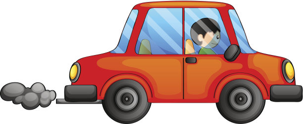 橙色的汽车冒出黑烟图片下载