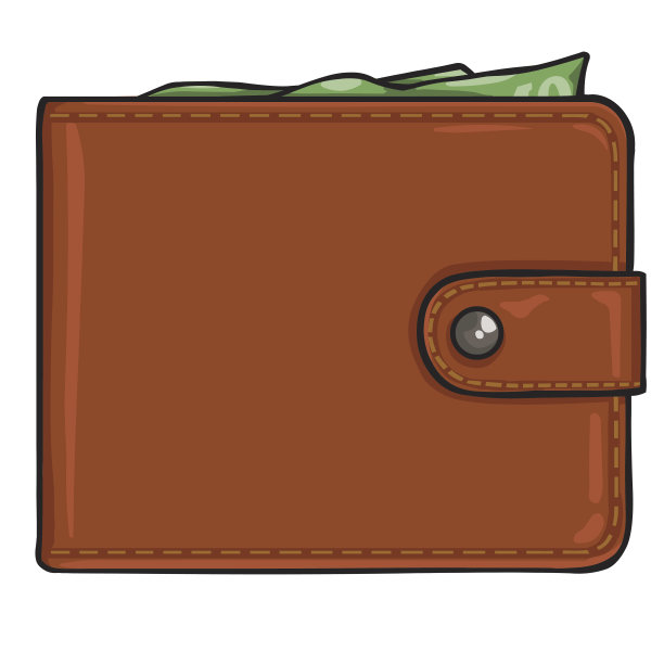 向量棕色皮革钱包图片下载