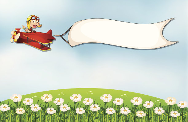 飞机上挂着一个空的长方形横幅图片下载