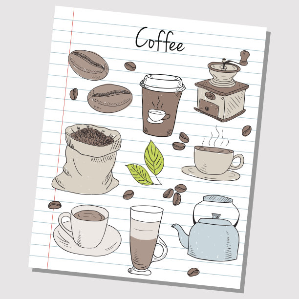 咖啡涂鸦纸图片下载