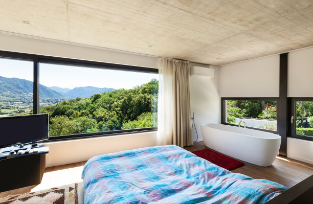 现代别墅，室内，卧室图片下载