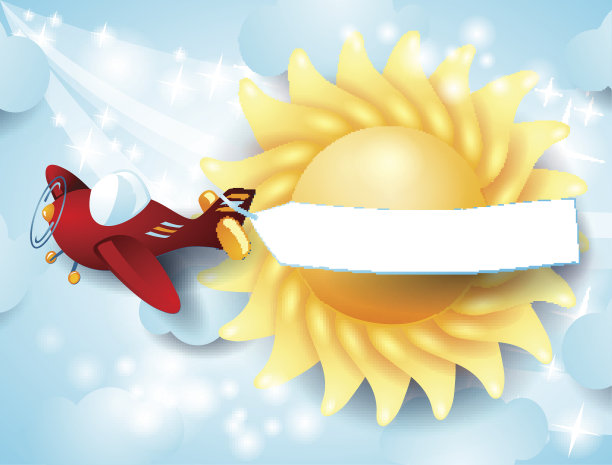 飞机，旗帜和太阳图片下载