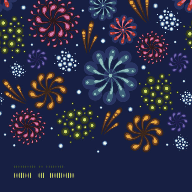 节日烟花横向无缝图案背景图片下载