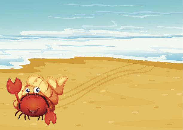 海边带壳的红蟹图片下载