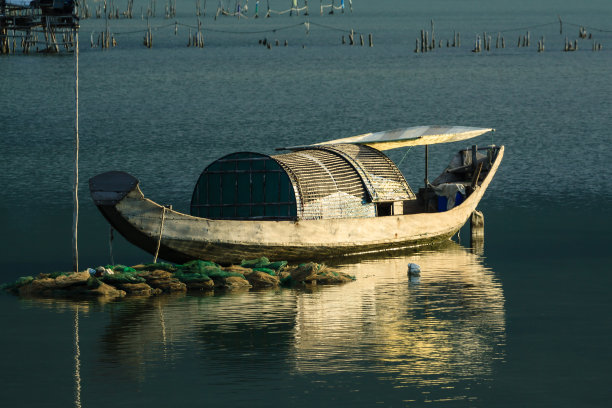 池塘上的小船图片下载