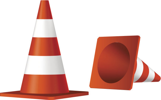 橙色交通锥图形孤立在白色上图片下载