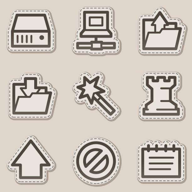 数据网页图标，棕色轮廓贴纸系列图片下载