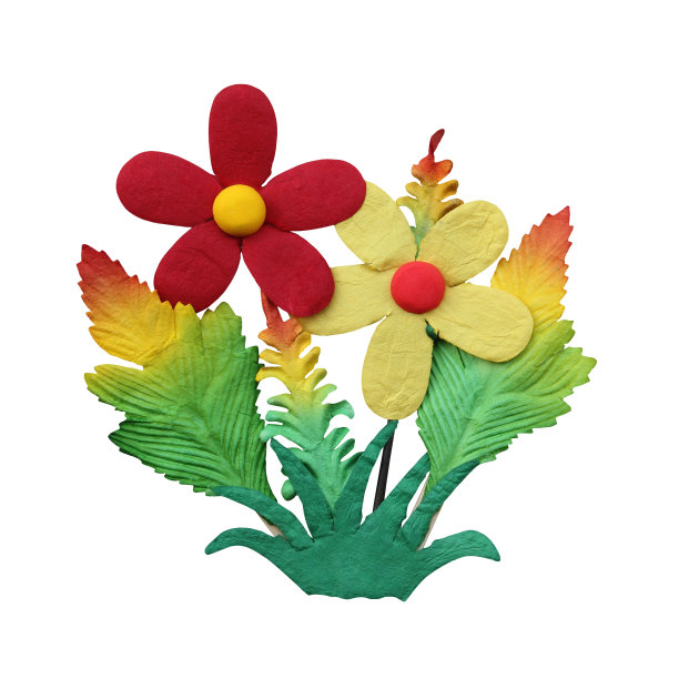 假花孤立在白色背景上，火焰和边界图片下载