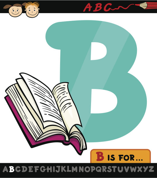字母b与书卡通插图图片下载