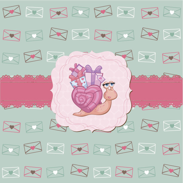 可爱的爱情蜗牛卡片图片下载