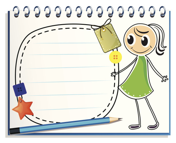 笔记本上有女孩的素描和绿色的衣服图片下载