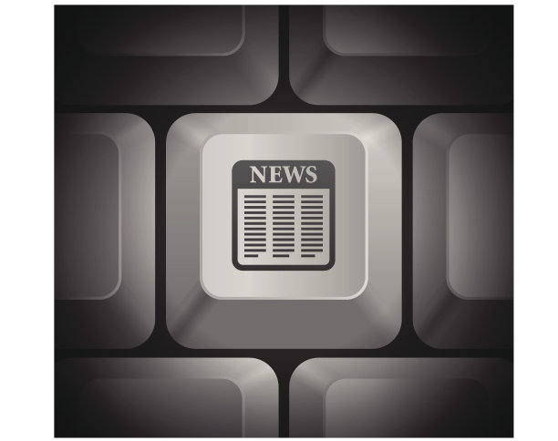 电脑键盘上的报纸图标图片下载