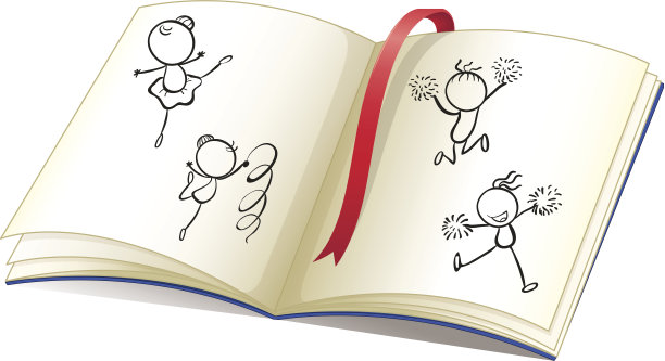 带丝带的书和孩子们跳舞的图片图片下载