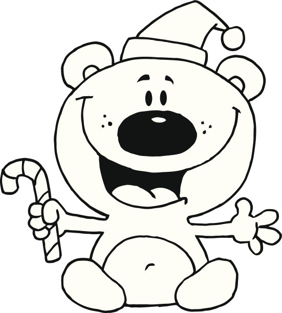 黑色和白色的熊拿着一个糖果手杖图片下载