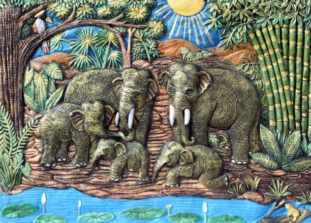 大象雕刻纹理背景图片下载