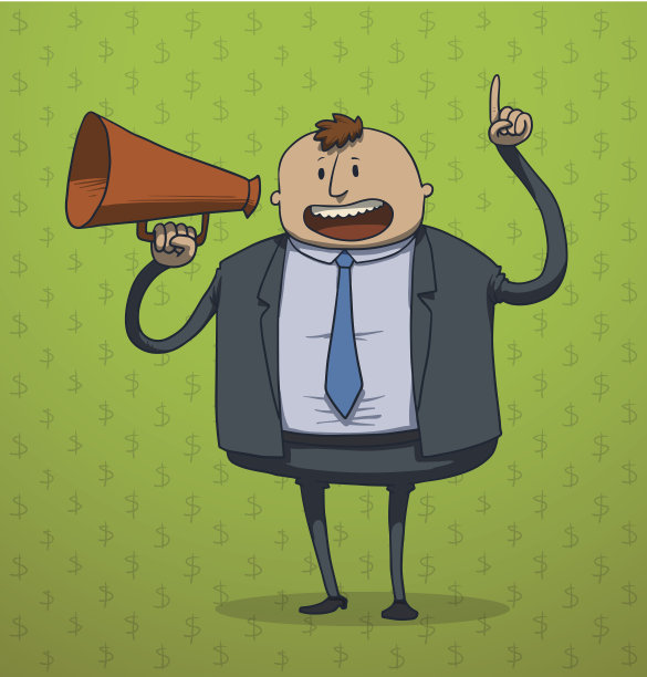 拿着扩音器的滑稽商人图片下载