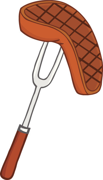 卡通叉配烤牛排图片下载