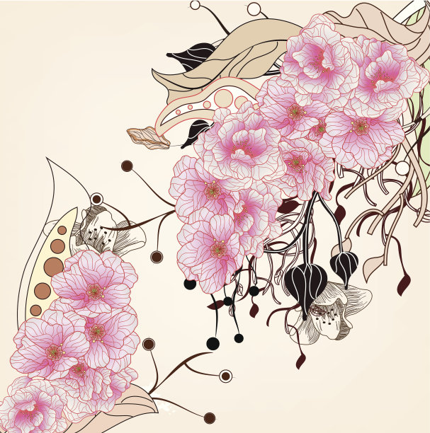 花的背景与樱花枝图片下载