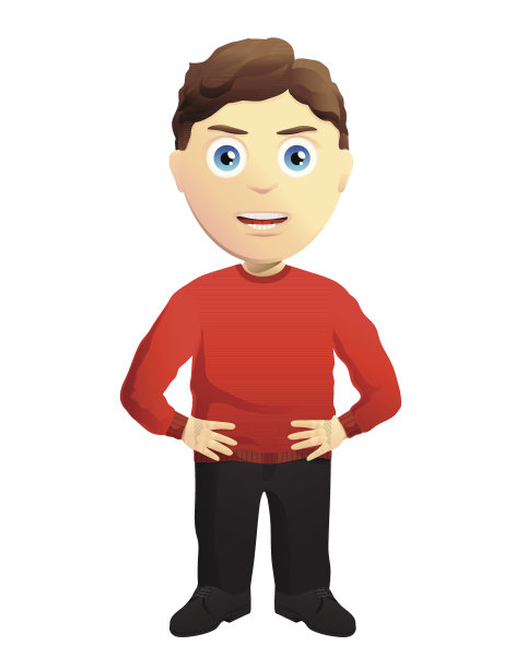 手放在臀部的愤怒男人图片下载