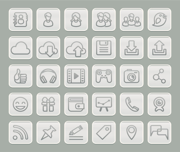 社交网络通信图标设置灰色版图片下载